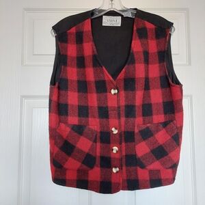 Sioni Red & Black Buffalo Plaid Vest